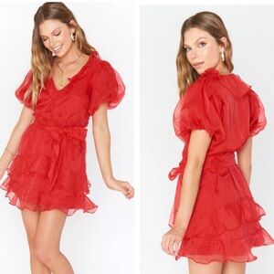 NWT Show Me Your MuMu Red Ruffled Jennie Ann Mini Dress